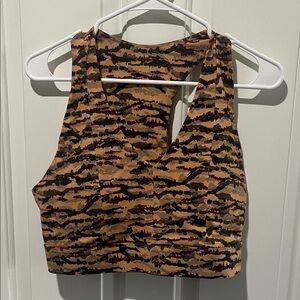 Women's Brown and Black Patterned Top